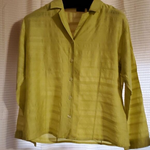 CHICO'S WOMAN LIME BUTTON FRONT SHIRT 3 - Picture 1 of 6